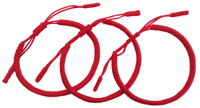 [Australia] - LUCKY BUDDHIST Tibetan Lucky Bracelet - for Men & Women - Braided Friendship Bracelets - Handmade with Love 3x Red 