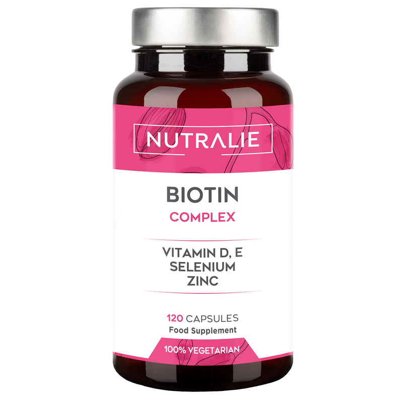 [Australia] - Biotin Hair Growth 10000 mcg - Hair Vitamins, Biotin Supplements D and E, Zinc, Selenium - Contributes to Hair Growth, Skin and Nail Care - 120 Capsules - Nutralie 