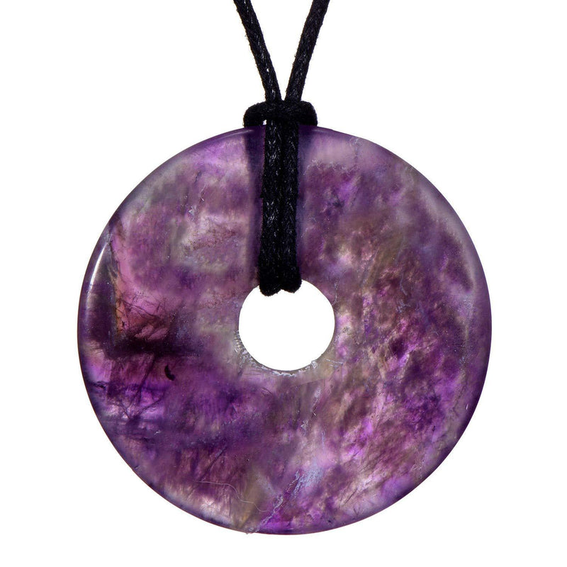 [Australia] - Morella Women's Necklace 31.5 inch - 80 cm Gemstone Donut gem Pendant in a Velvet Bag Amethyst 