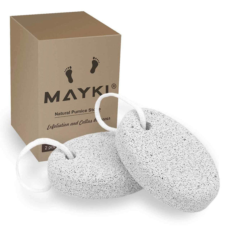[Australia] - Pumice Stone 2Pcs, Natural Lava Pumice Stone for Feet/Hands/Body, White Calluse Remover/Foot Scrubber Stone for Dead/Hard Skin, Foot File for Men/Women by MAYKI Grey 