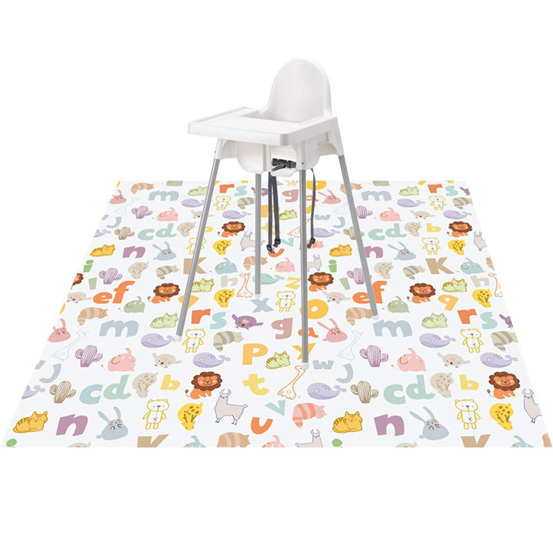 [Australia] - Large Splat Mat for Under High Chair/Arts/Crafts, Womumon Washable Spill Mat Waterproof Anti-Slip Floor Splash Mat, Portable Play Mat and Table Cloth (Alphabet, 130x130cm) Alphabet 