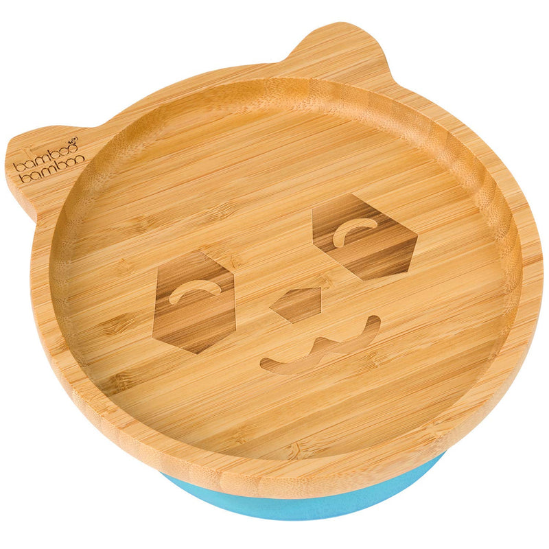 [Australia] - bamboo bamboo ® Baby Plate– Kids and Toddler Suction Cup Bamboo Plate for Babies | Non-Toxic | Cool to The Touch | Ideal for Baby-Led Weaning (Panda, Blue) 