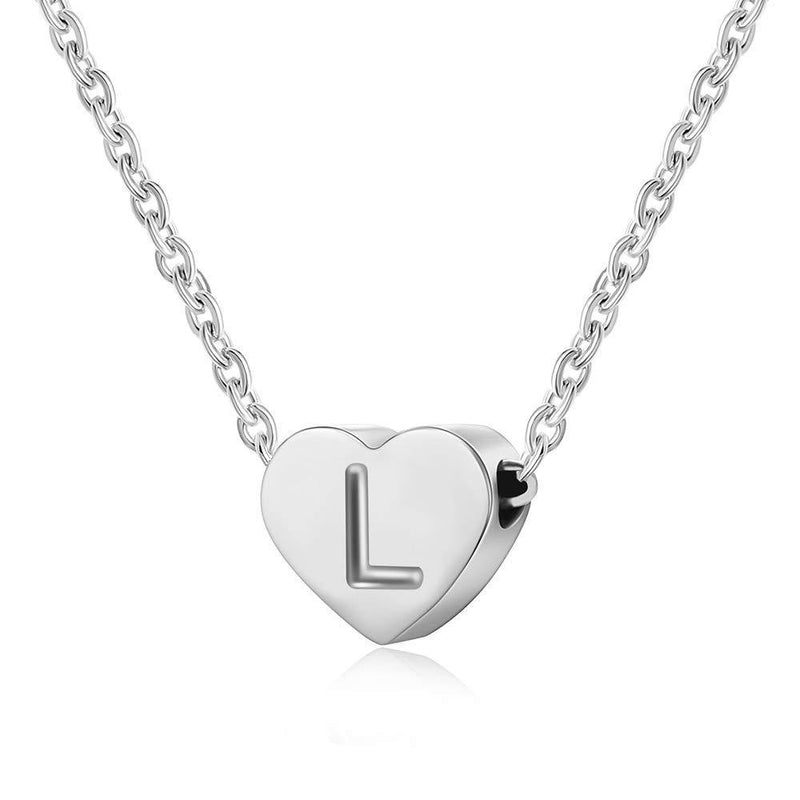 [Australia] - AFSTALR Heart Letter Initial Necklace for Women Silver Personalized Girls Tiny Initial Alphabet Love Choker Necklace L 