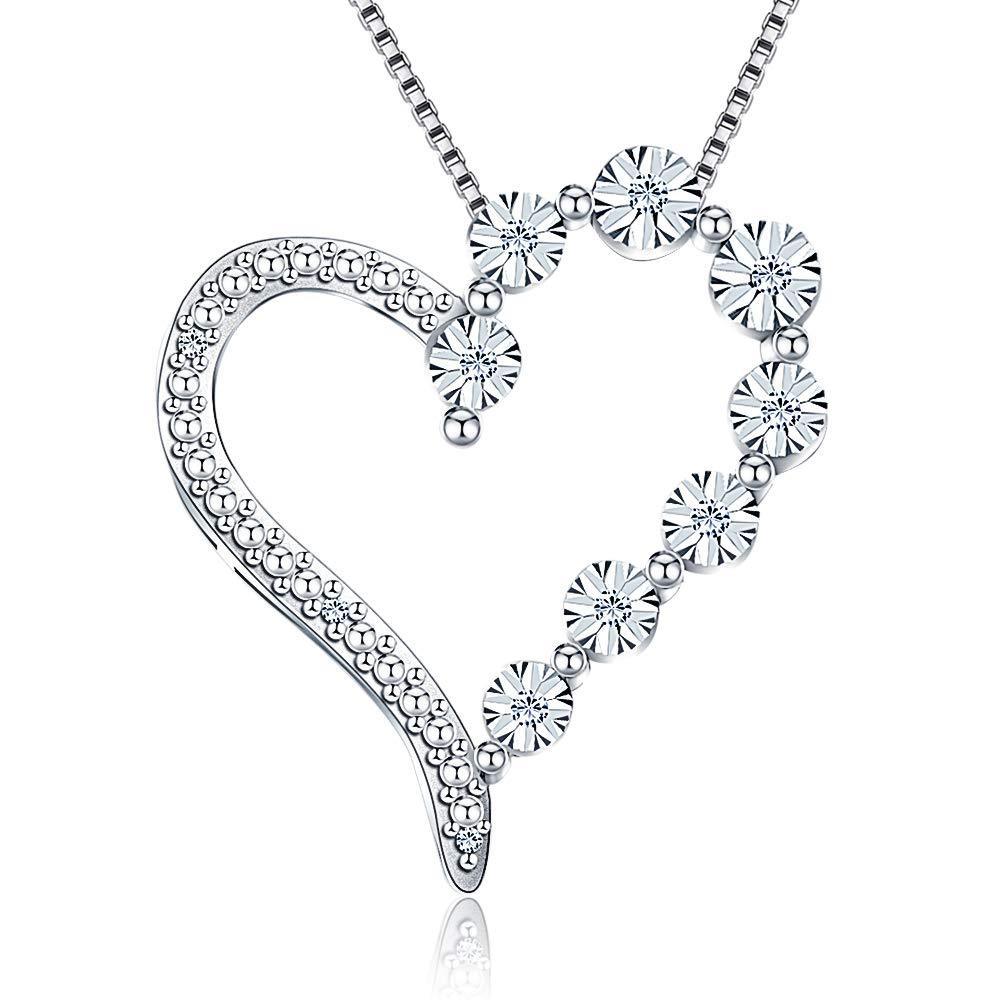 [Australia] - Jewlpire ♥Love Series♥ Sterling Silver Necklace Natural Diamond Necklace Pendant - The Closest Gift to The Heart Fall in Love 