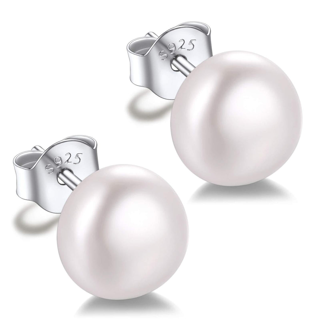 [Australia] - Silvora Freshwater Cultured Pearls Stud Earrings 925 Sterling Silver Baroque Earrings for Women, Elegant Engagement Wedding Jewelry (Send Gift Box) 01. 8mm 