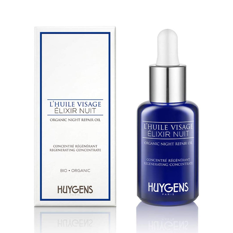 [Australia] - Organic Face Night Repair Oil HUYGENS - Regenerating Concentrate - Night Elixir Serum - Wake Up To Beautiful Skin - Organic & 100% Natural - Made In France - Vegan - 30mL 