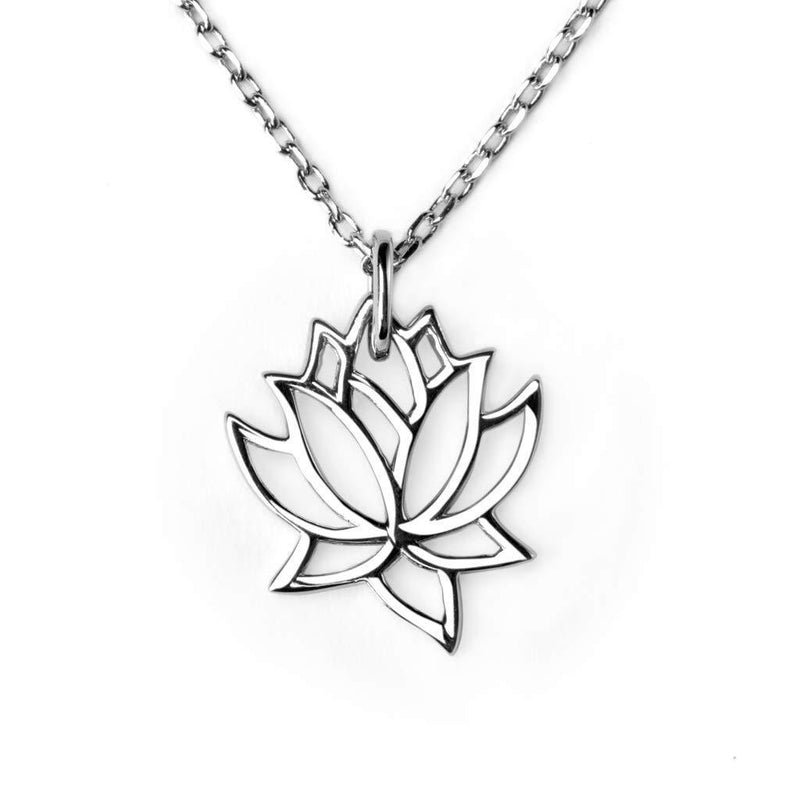 [Australia] - Lotus Flower Necklace Sterling Silver S925 Pendant with Adjustable chain 40-45cm 