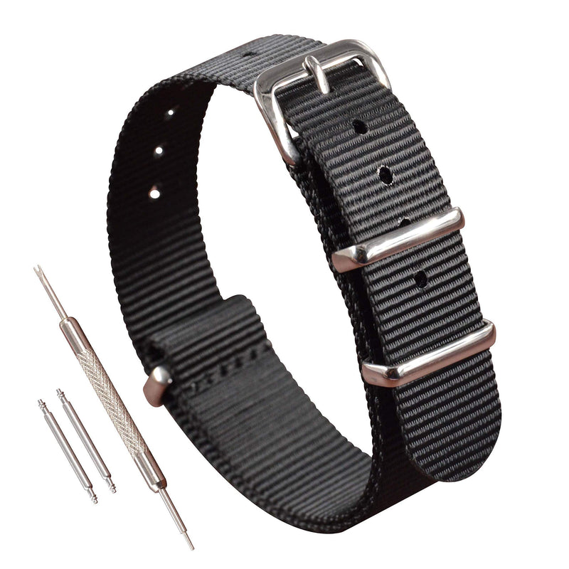 [Australia] - 12mm Black Women's Thin Nylon Watch Strap One-Piece Watch Bands Replacement 