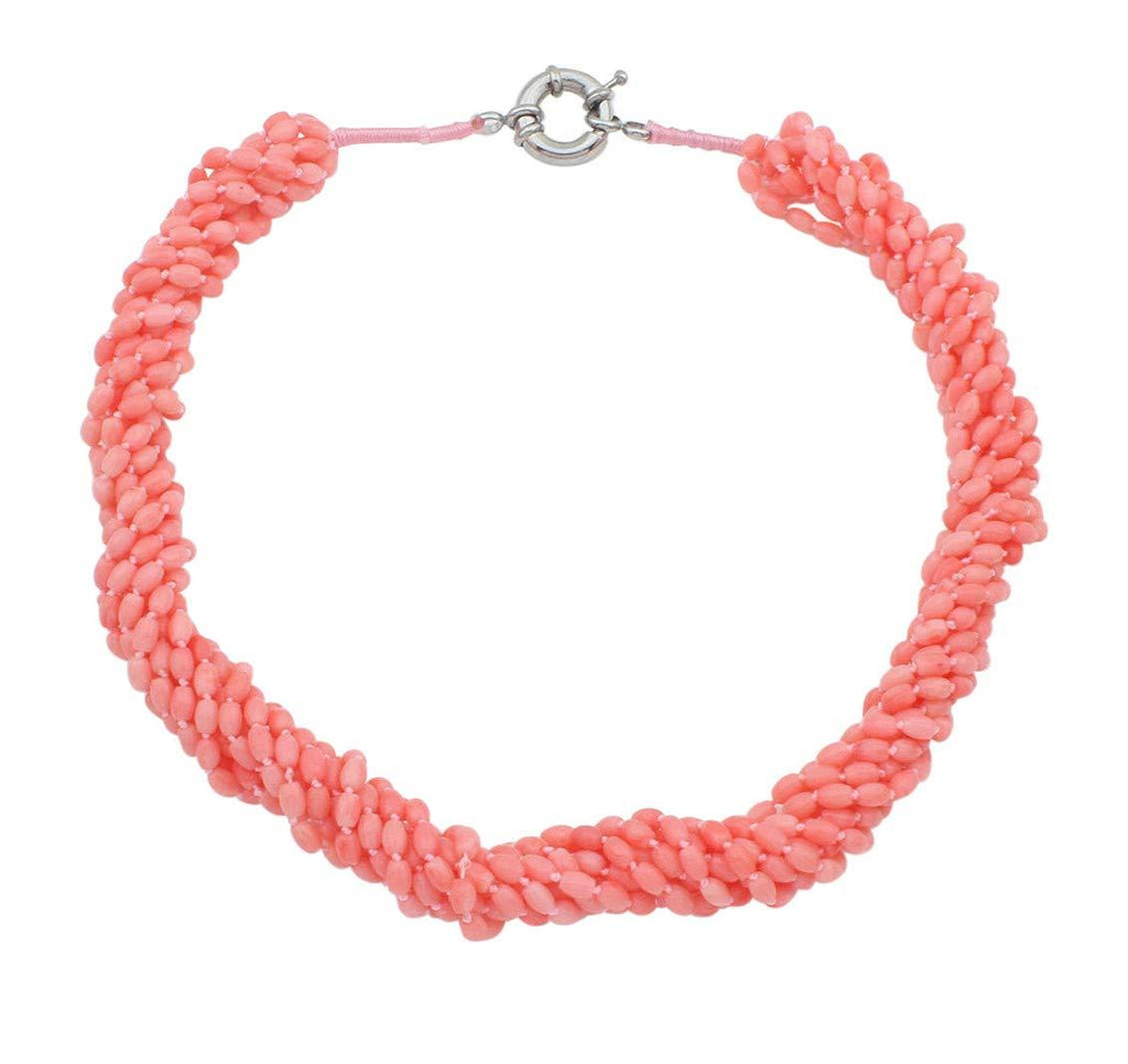 [Australia] - TreasureBay Chunky Multi-stranded Pink Coral Beaded Necklace 48cm 