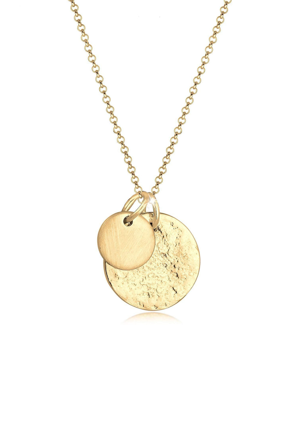 [Australia] - Elli Necklace Women with Two Round Coin Pendants in 925 Sterling Silver 45 Gold 