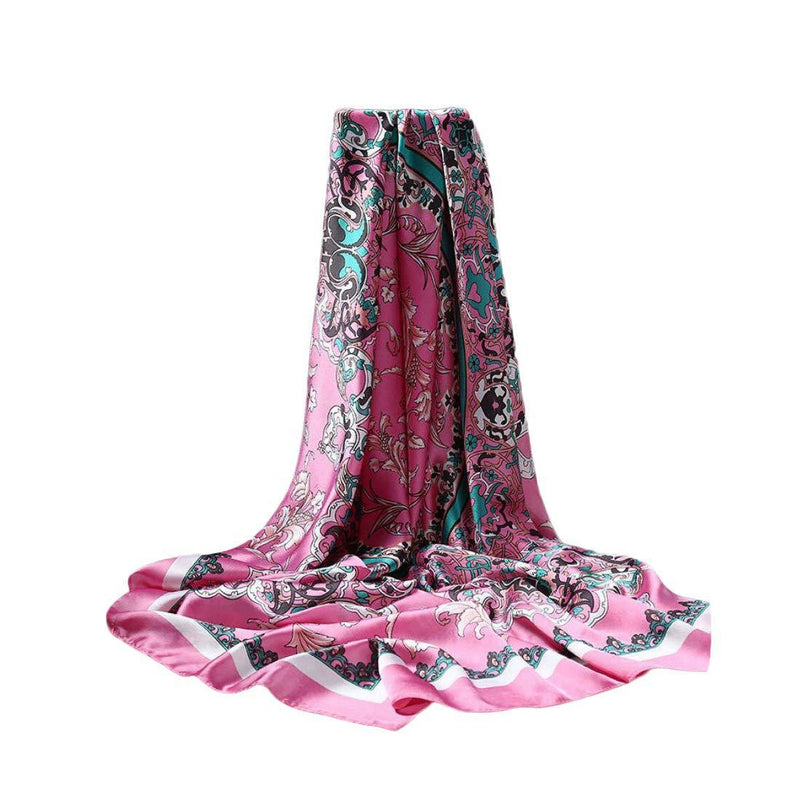 [Australia] - DEBAIJIA Women Silk Scarf Large Square Head Neck Scarves Lightweight Neckerchief Wraps Fashion 43 * 43 in 43 X 43in Enamel-b 