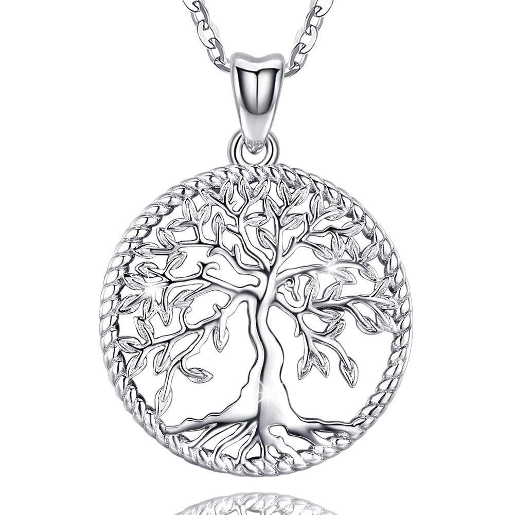 [Australia] - Tree of Life Necklace for Women Girls, Sterling Silver Pendant, Jewellery Gift with Infinite Colorful Cubic Zirconia for Girlfriend Daughter Mom Wife Evergreen Tree 