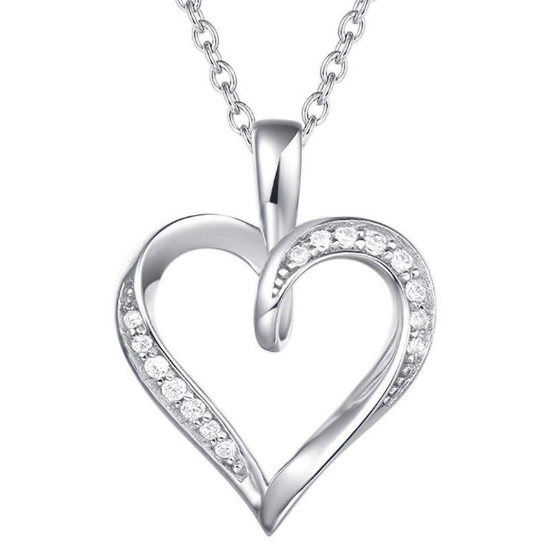 [Australia] - AGVANA Heart Pendant Necklace for Women,925 Sterling Silver Necklace with CZ Cubic Zirconia Heart Pendant Simple Fine Jewellery Gift for Women Girls,Chain length: 16”+2” Silver Heart 