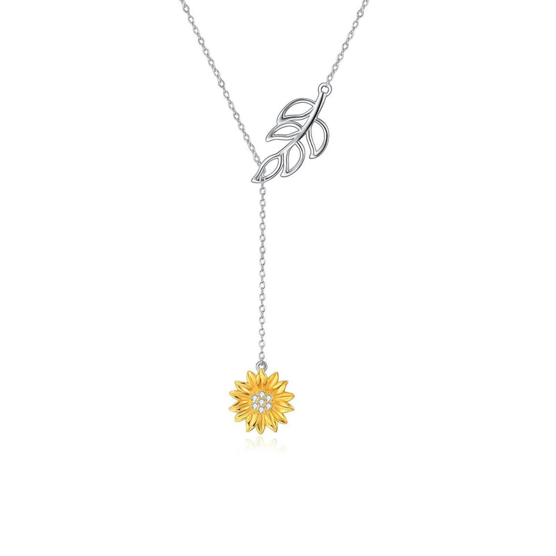 [Australia] - VONALA 925 Sterling Silver Sunflower/Daisy Y Lariat Necklace for Women 
