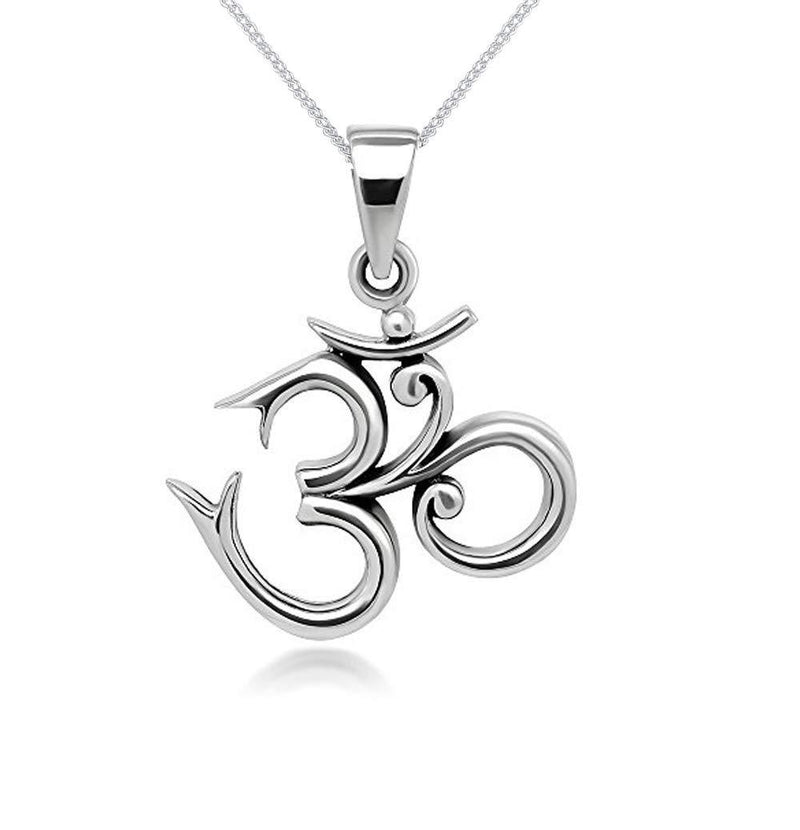 [Australia] - TreasureBay Ohm 925 Silver Pendant on Silver Chain Necklace 2.2cm Plus 45cm Chain 