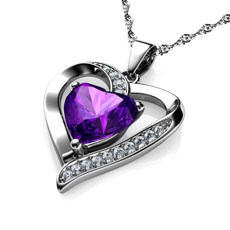 [Australia] - DEPHINI - Purple Heart Necklace - 925 Sterling Silver 