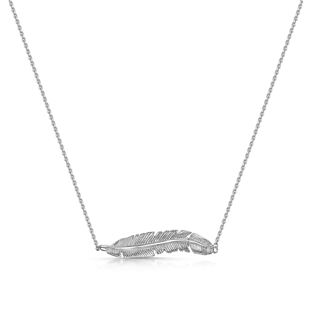 [Australia] - Amberta 925 Sterling Silver Trace Chain Necklace with Pendant for Women - Various Styles - Adjustable Length Chain with leaf 