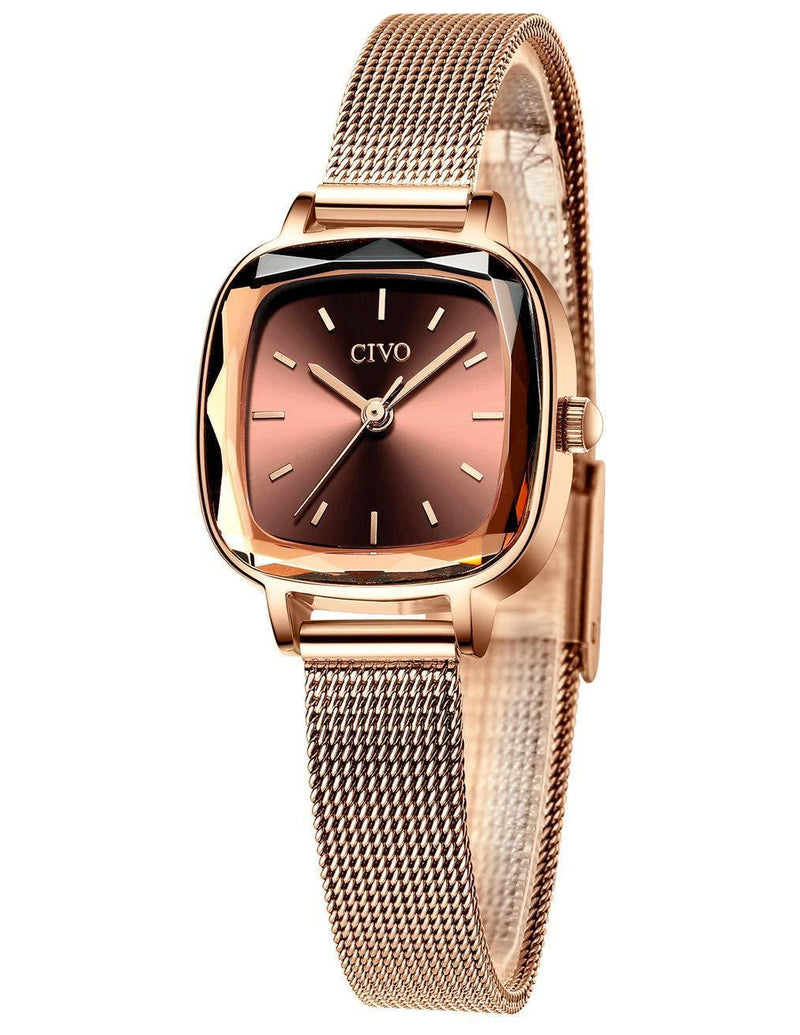 [Australia] - CIVO Womens Watches Ladies Stainless Steel Minimalist Waterproof Rose Gold Wrist Watch Designer Simple Elegant Casual Slim Analogue Watches for Ladies Girls with Marble Dial 3 Rosegold 