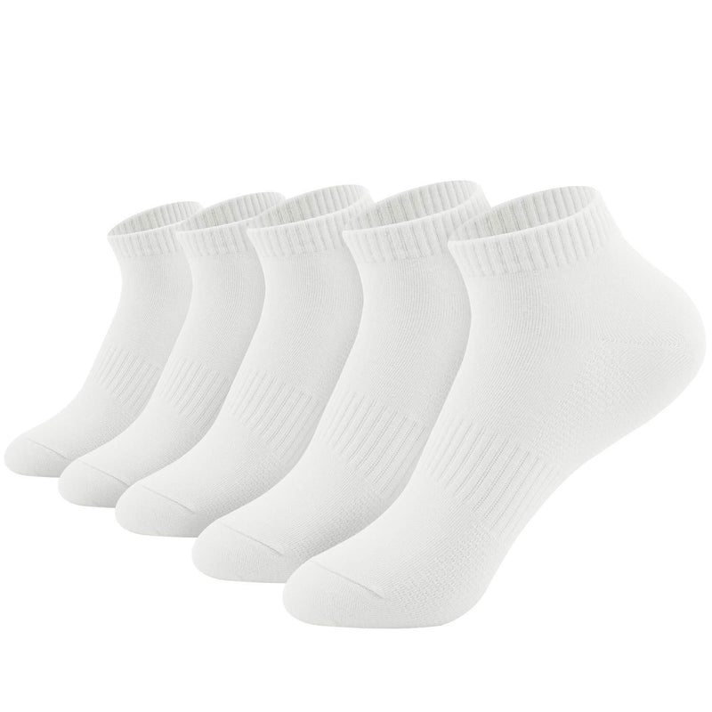 [Australia] - YMWALK Women Socks Comfortable Cotton Casual Socks Low Cut Ankle Socks Breathable Liner Short Crew Socks for Running Walking Fitness Outdoor Sports 02-white 