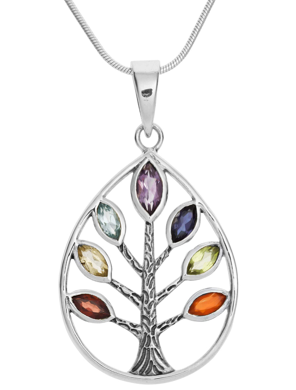 [Australia] - TreasureBay Women's Sterling Silver Chakra Tree of Life Pendant on chain 