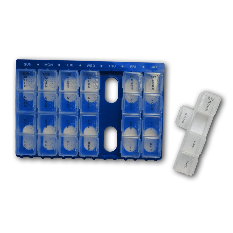 [Australia] - Pill Box Weekly Organiser - 7 Day 4 Times Daily – 28 Compartments - Dosette Medicine Container –- by Life Healthcare 