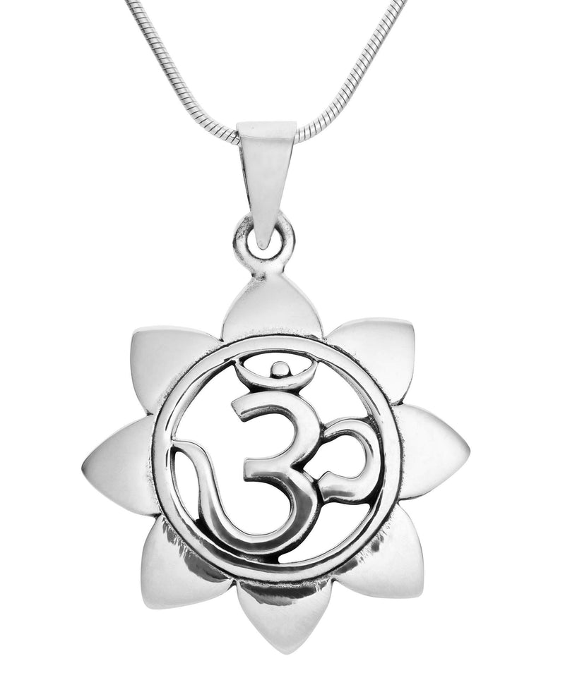 [Australia] - TreasureBay Aum Om Ohm Symbol Yoga Pendant Made from 925 Sterling Silver With 45cm Chain 