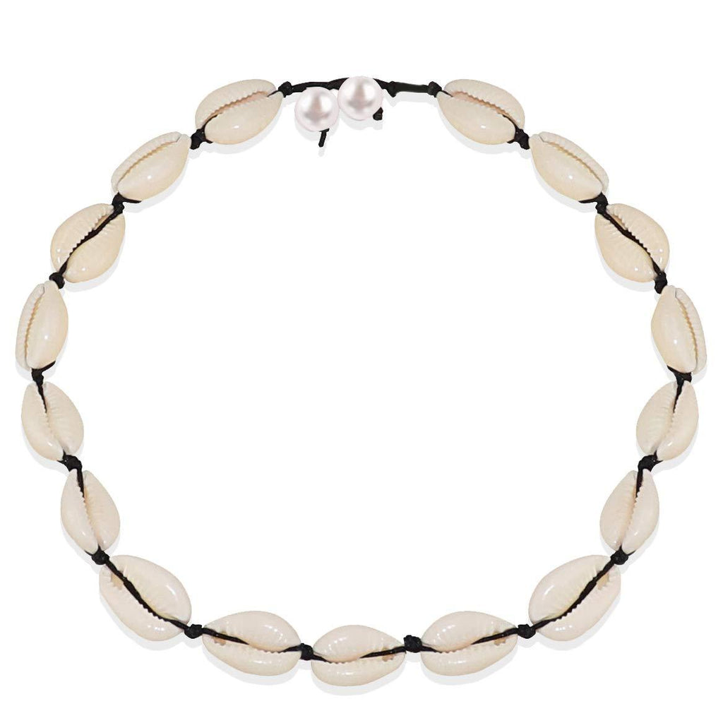 [Australia] - Gleamart Shells Necklace White Natural Beach Shell Choker Necklace for Women Pearl Black 