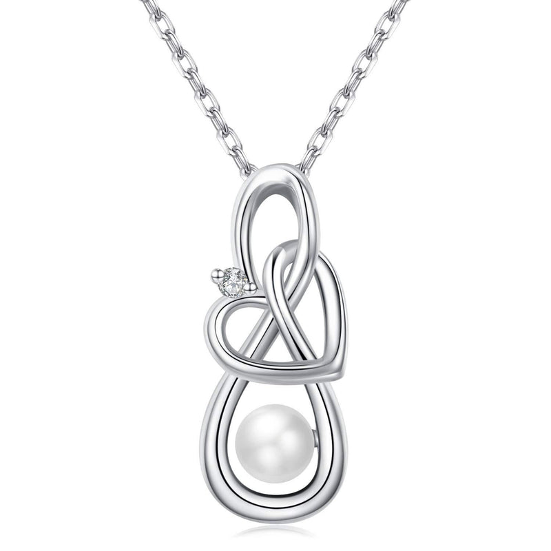 [Australia] - Silver Infinity necklace for Women,925 Sterling Silver Fine Jewellery Woman Necklace Heart Pearl Pendant,Gifts for Women 