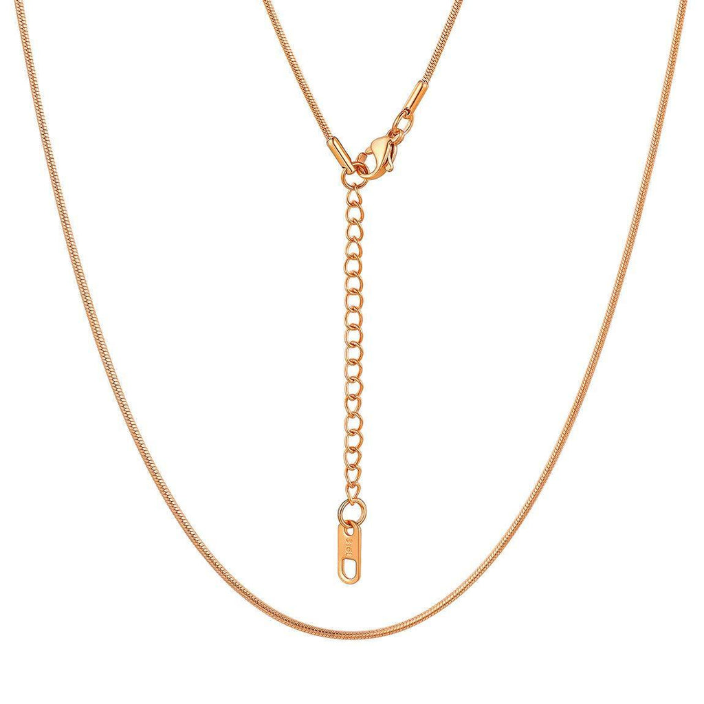 [Australia] - ChainsPro Snake Chain Necklace 1.2mm Womens Mens Girls Ladies Fashion Necklace Chain,18k Gold Plated/Rose Gold Plated/316L Stainless Steel/Black,18,20,22,24,26,28,30 inch(Pouch Vevet+Gift Box) Rose Gold 55.0 Centimetres 