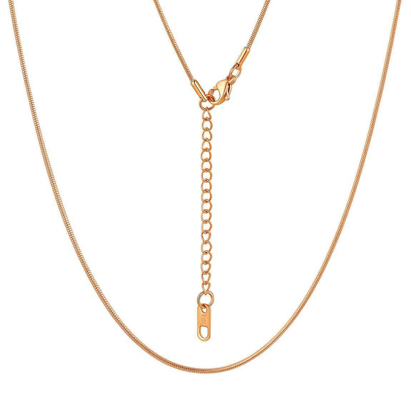 [Australia] - ChainsPro Snake Chain Necklace 1.2mm Womens Mens Girls Ladies Fashion Necklace Chain,18k Gold Plated/Rose Gold Plated/316L Stainless Steel/Black,18,20,22,24,26,28,30 inch(Pouch Vevet+Gift Box) Rose Gold 55.0 Centimetres 