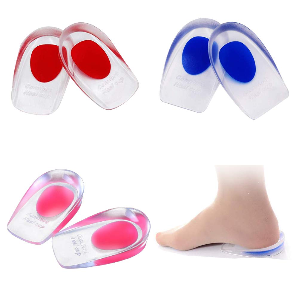 [Australia] - 3Pairs Gel Heel Cups, Silicone Heel Cup Pads Cushion Inserts Running Heel Support Pads Orthotic Heel Cup Gel Shoe Lifts Elevator Shoe Pads Insoles for Plantar Fasciitis Heel Spur&Achilles Pain Relieve 