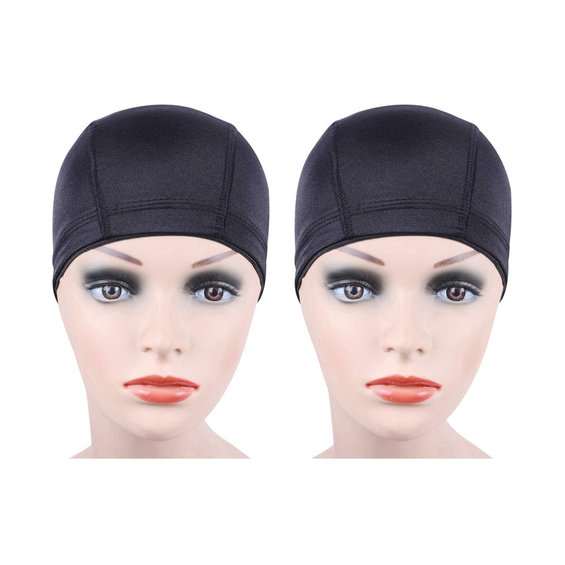 [Australia] - 2 pcs/lot Black Dome Cap for Wig Making Stretchable Hairnets with Wide Elastic Band (L) L 2 PCS Dome Cap 