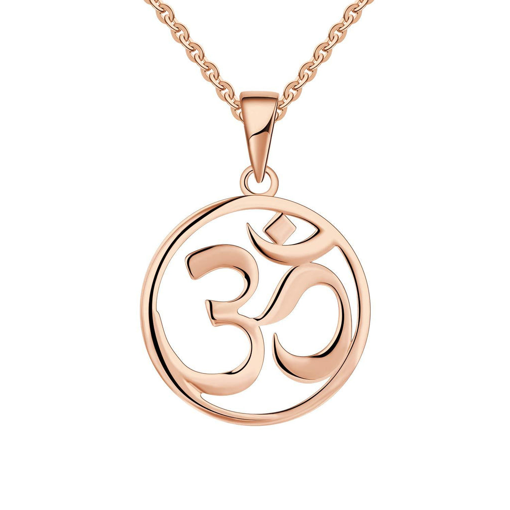 [Australia] - JO WISDOM Women Necklace,925 Sterling Silver Indian Yoga Aum Om Ohm Necklace Rose Gold Color 