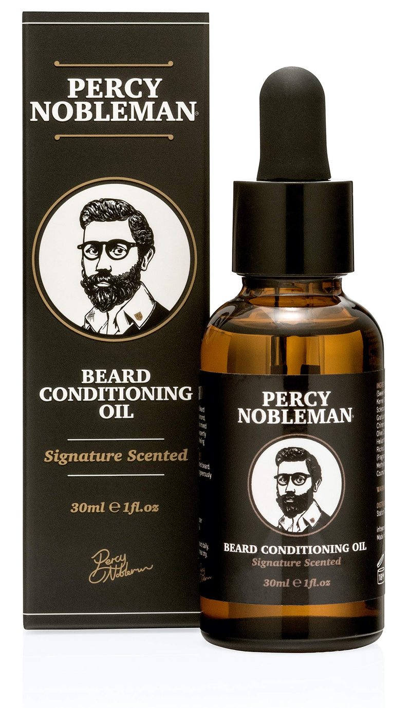 [Australia] - Beard Oil by Percy Nobleman - 99% Naturally Derived Signature Scented Blend. Beard Conditioning Oil With a Special Mixture of Quality Ingredients that Softens and Conditions your Facial Hair. (30ml) 