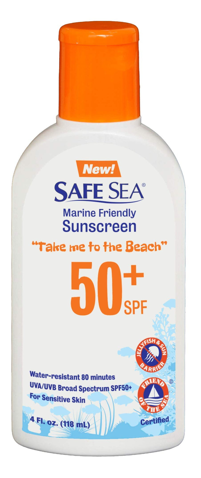 [Australia] - Safe Sea SPF50+ lotion 4oz. Anti-Jellyfish Sting Protective Lotion Sunscreen, Protects against Sea Lice Stings, JellyFish Stings and Fire Corals. Eco-friendly and Reef-Safe Sunscreen (1-pack 50SPF) 118.3 ml (Pack of 1) 