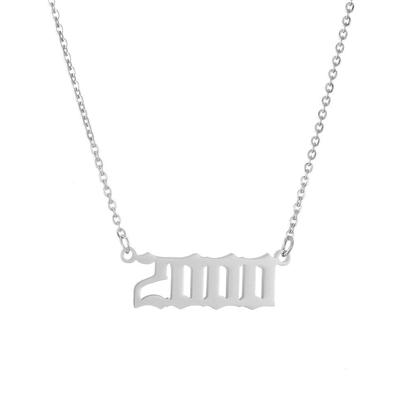 [Australia] - AFSTALR Birth Year Number Necklace Women Birthday Gifts Charm Friendship Jewellry for Girls 1980-2019, Silver/Gold/Rose Gold 2000 