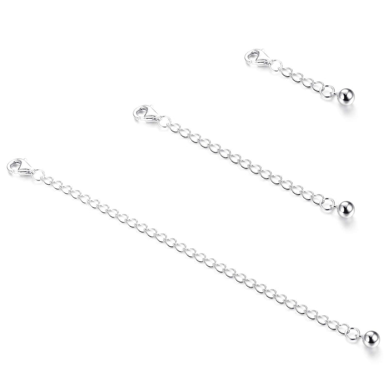 [Australia] - Sllaiss 3 Pieces 925 Sterling Silver Necklace Bracelet Anklet Chain Extenders for Necklace Lobster Claw Clasps Adjustable Length 1" 2" 4" 