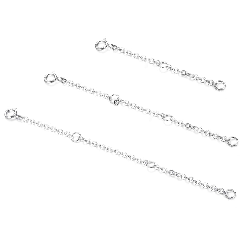[Australia] - Sllaiss 3 Pcs 925 Sterling Silver Necklace Chain Extender Bracelet Anklet Chain Set for Necklace Adjustable Length 2" 3" 4" 