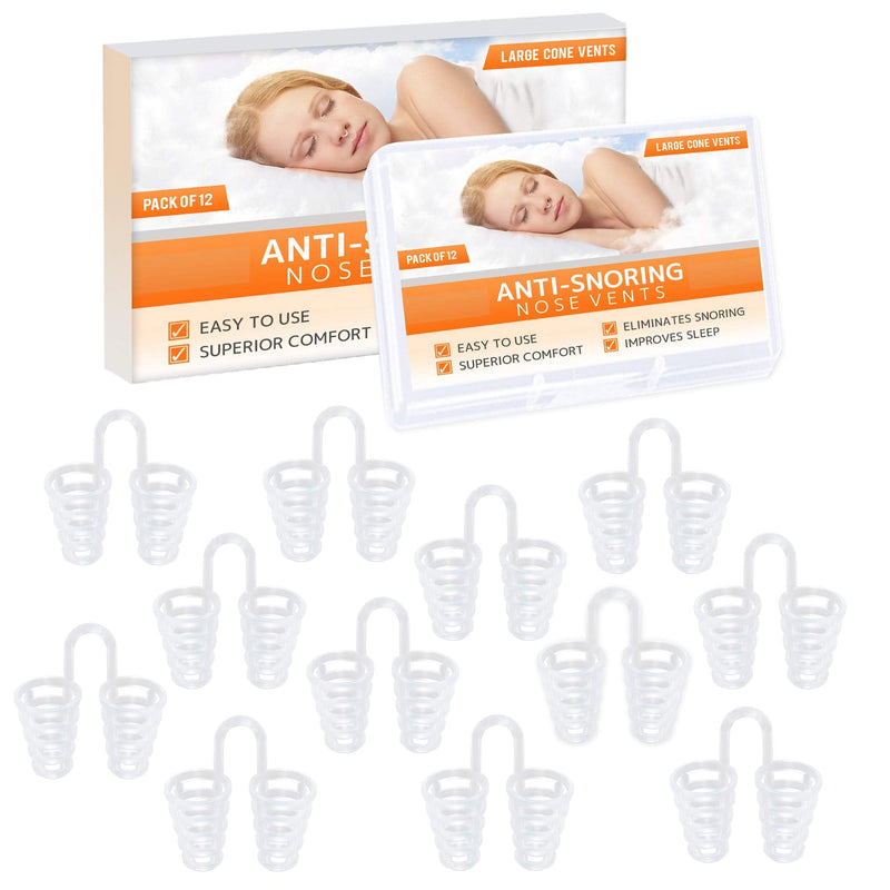 [Australia] - Nose Vent Sinus Relief Dilator (Pack of 12 Large Size) Hard Silicone Vents - A Simple Solution for Nasal Snorers - Reusable Snoring Device to Enjoy a Peaceful Night's Sleep by Mobi Lock Pack of 12 - Large - Hard Silicone 