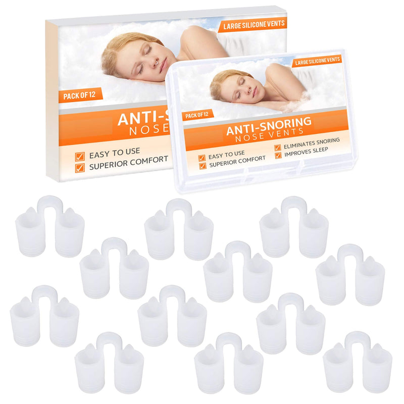 [Australia] - Nose Vent Sinus Relief Dilator (Pack of 12 Large Size) Soft Silicone Vents - A Simple Solution for Nasal Snorers - Reusable Snoring Device to Enjoy a Peaceful Night's Sleep - by Mobi Lock 