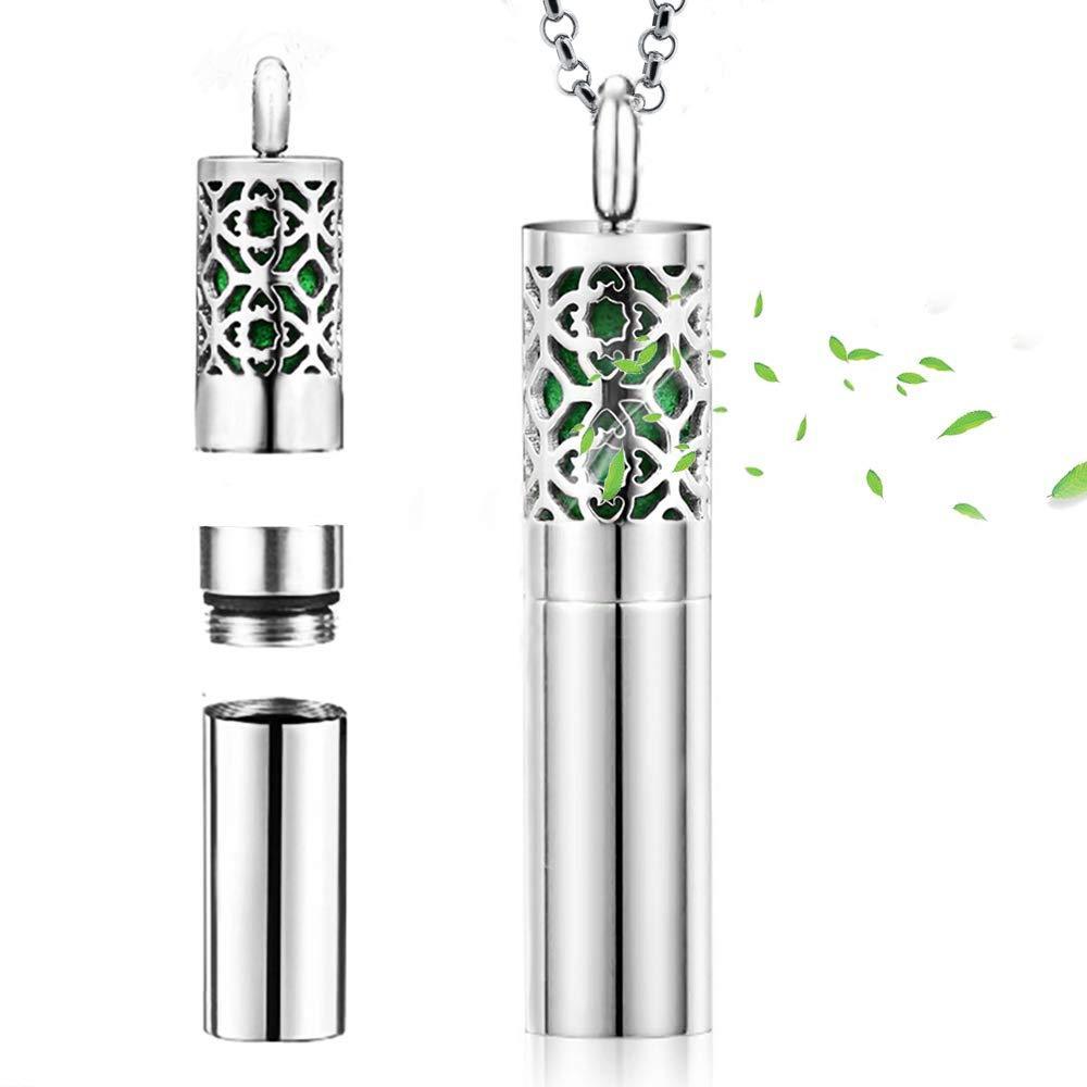 [Australia] - Gleamart Essential Oil Diffuser Necklace Aromatherapy Stainless Steel Bottle Pendant Jewelry Gift for Women Men 