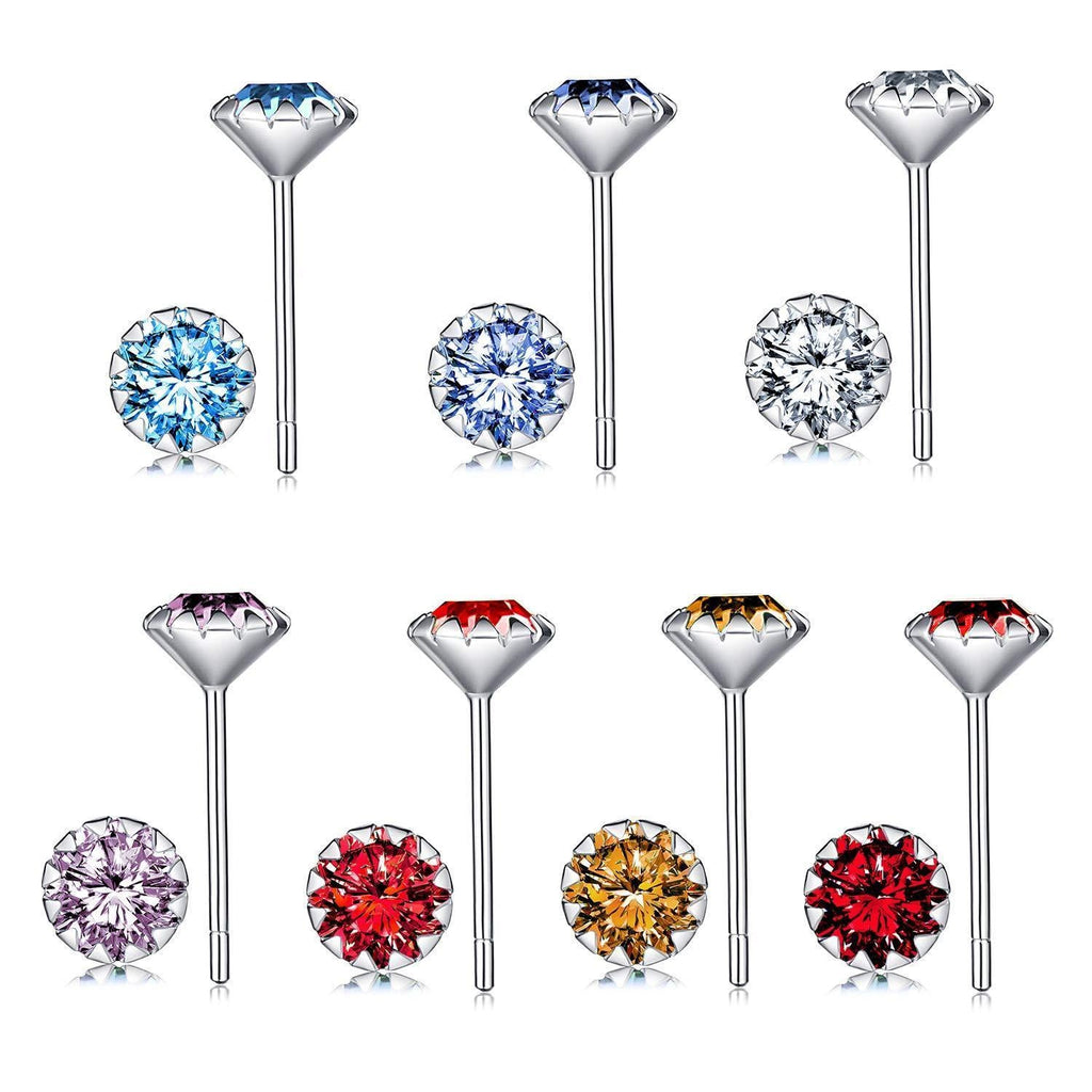 [Australia] - Womens Stud Earrings 7 Pairs 925 Sterling Silver Earrings Cubic Zirconia Studs Hypoallergenic Earring Set 