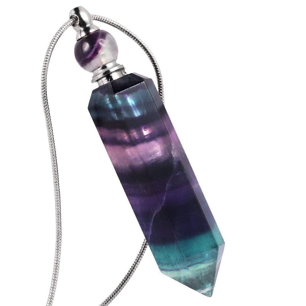 [Australia] - mookaitedecor Essential Oil Diffuser Pendant Aromatherapy Necklace,Healing Crystal Point Pendant Stone Necklace Fluorite 