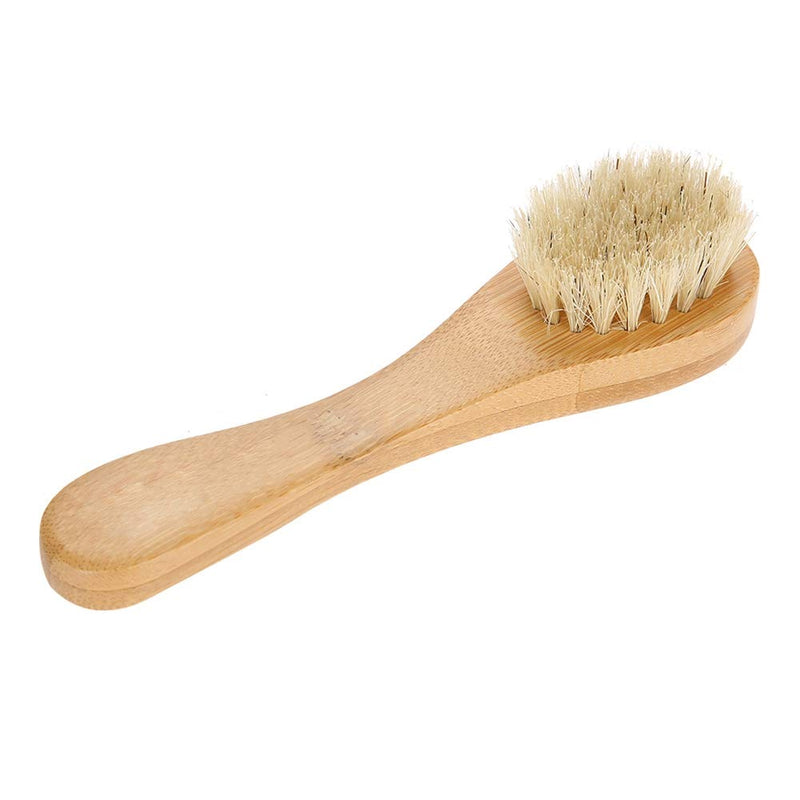 [Australia] - Facial brush, wooden handle Manual facial cleansing brush, facial cleansing brush made of wood, gentle peeling for the face and sensitive skin for dry brush massage exfoliation and cleansing 
