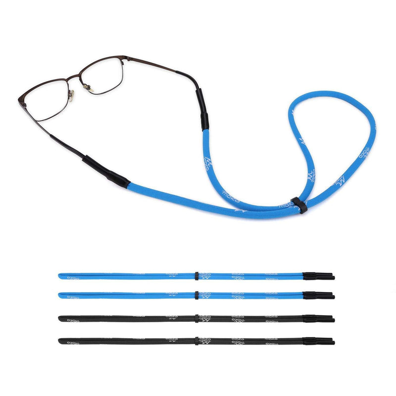 [Australia] - MoKo Glasses Strap [4 Pack], Universal Fit Rope Sports Adjustable Sunglasses Retainer Holder Strap, Eyeglass Elastic Strap Safety Glasses Holder for Men, Women Black & Blue 