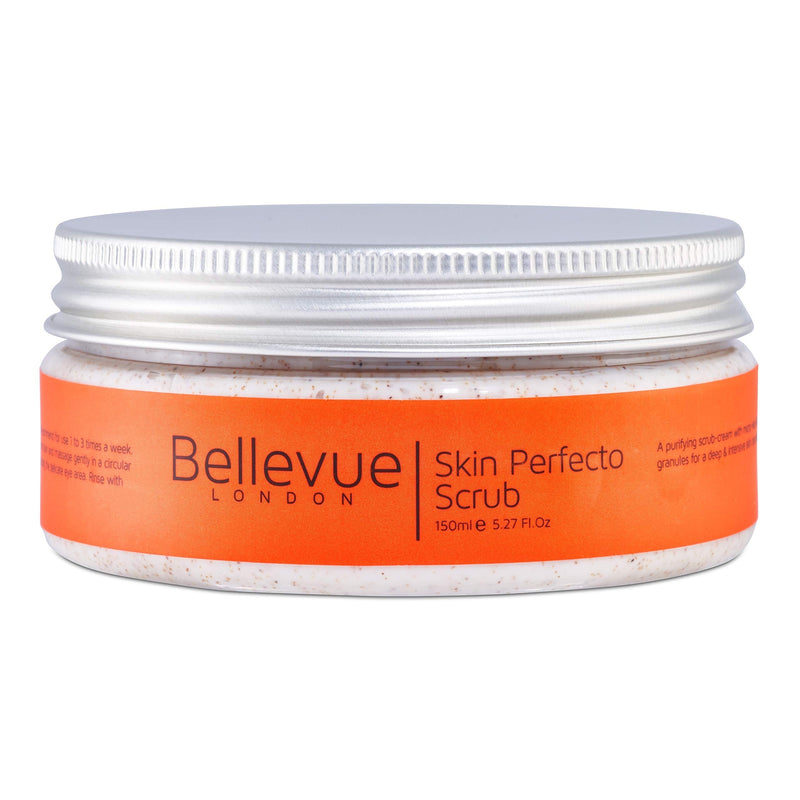 [Australia] - Skin Perfecto Face Scrub 150ml, Purifying Exfoliating Scrub Cream with Micro Hazelnut Granules for Deep and Intensive Face Scrub for Women and Men By Bellevue London 