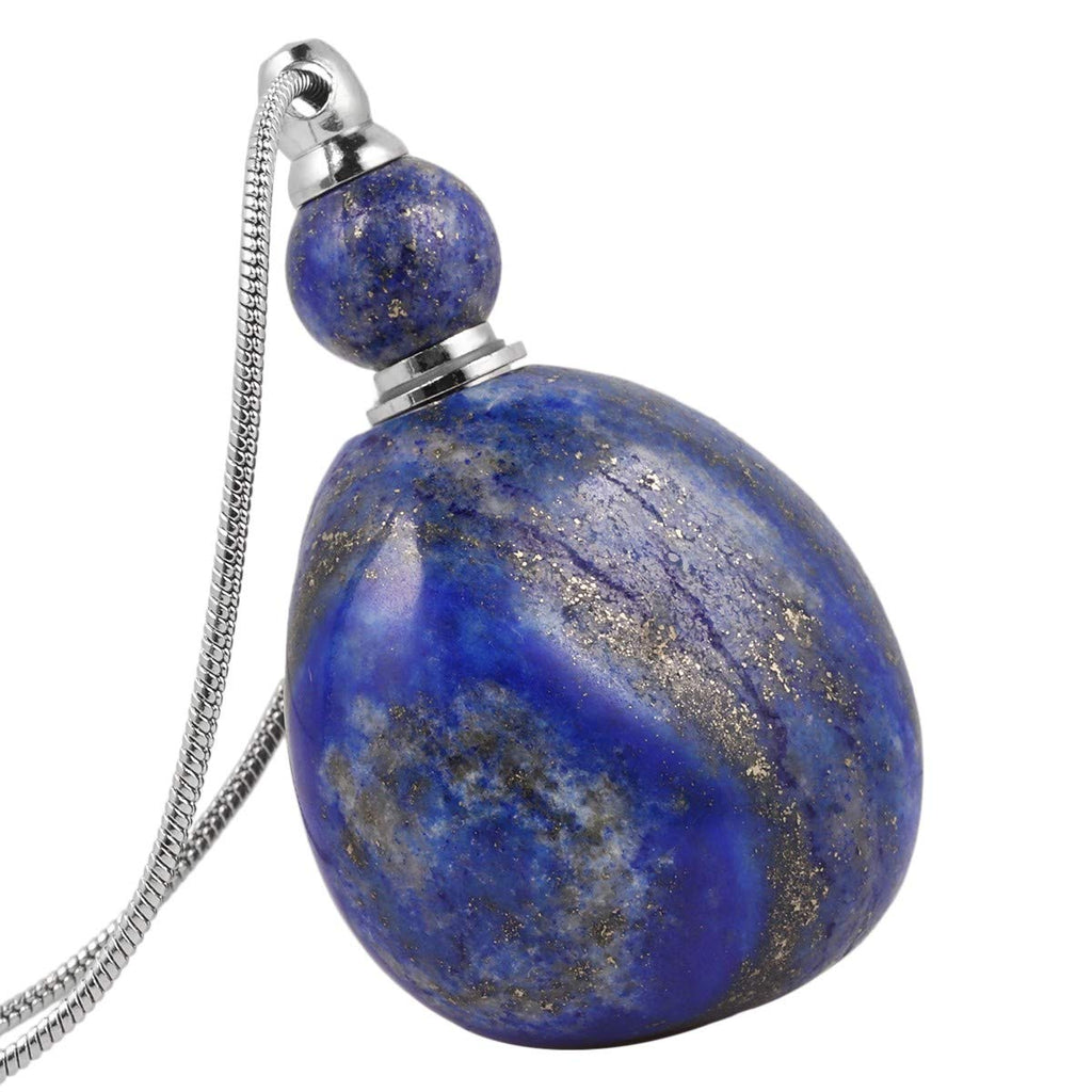 [Australia] - mookaitedecor Essential Oil Diffuser Pendant Aromatherapy Necklace,Healing Crystal Perfume Bottle Pendant Stone Necklace Lapis Lazuli 