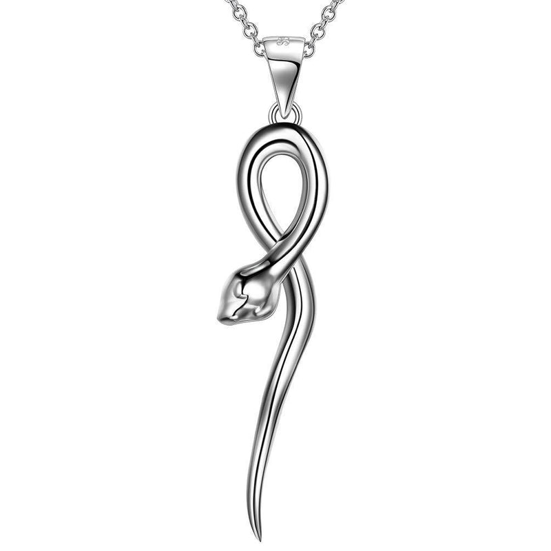 [Australia] - Besilver Snake Necklace 925 Sterling Silver Dainty Serpent Necklace Charm Minimalist Animal Pendant Jewelry for Women Girl Veryday Wearing FP0065W 