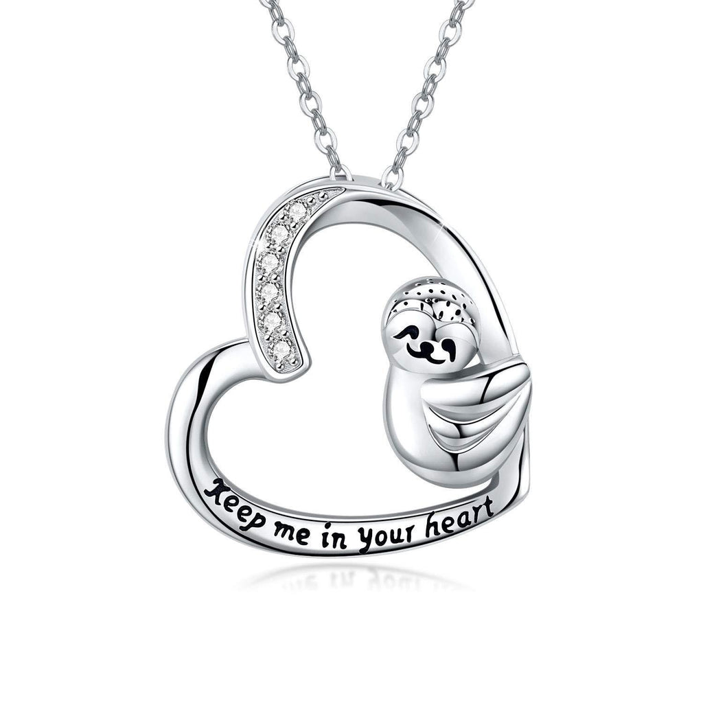 [Australia] - Sloth Gifts for Women 925 Sterling Silver Sloth Necklace Smile Sloth Cute Animal Heart Pendant Jewellery Birthday Christmas Day Gifts for Girls Wife Girlfriend Daughter Sister Friend A-Sloth 