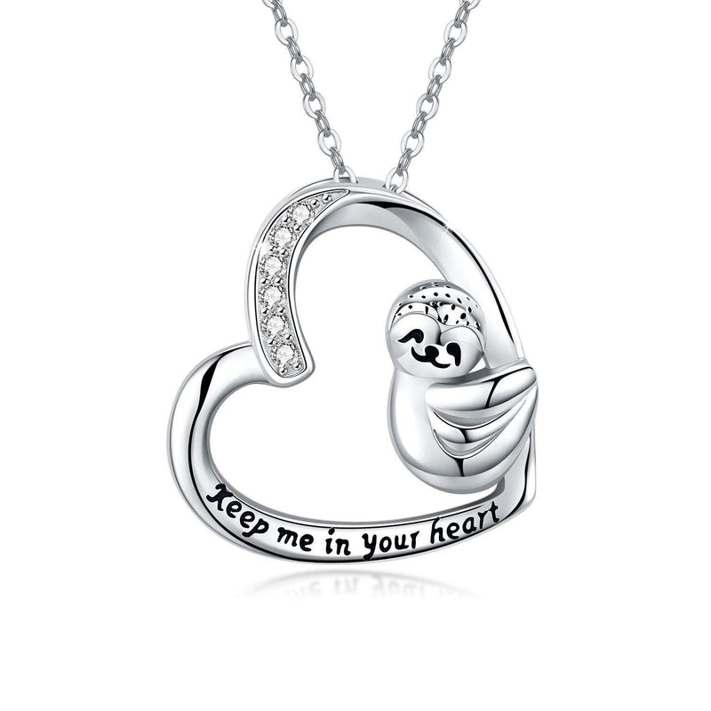 [Australia] - Sloth Gifts for Women 925 Sterling Silver Sloth Necklace Smile Sloth Cute Animal Heart Pendant Jewellery Birthday Christmas Day Gifts for Girls Wife Girlfriend Daughter Sister Friend A-Sloth 